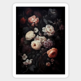 Vintage gothic floral bouquet with peonies and roses Sticker